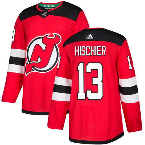 Adidas Devils #13 Nico Hischier Red Home Authentic Stitched Youth NHL Jersey